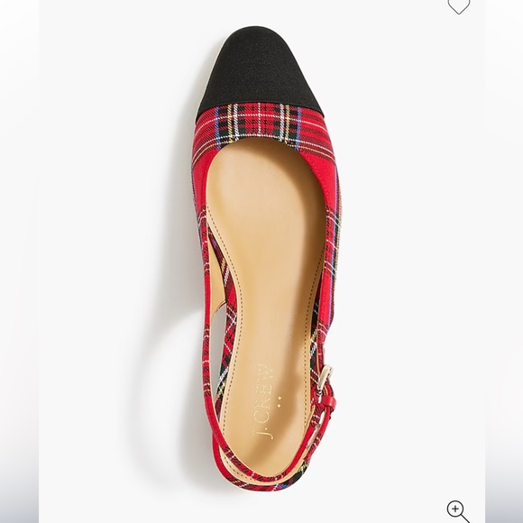 J Crew Tartan Plaid Sling-backs with Black Cap Toe- Sz 8.5 - Picture 3 of 6